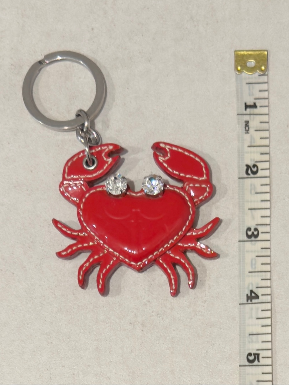 ❤️ Coach Limited Edition Red Crab Patent Leather Embossed Charm Key Ring - Rare! - Picture 13 of 15
